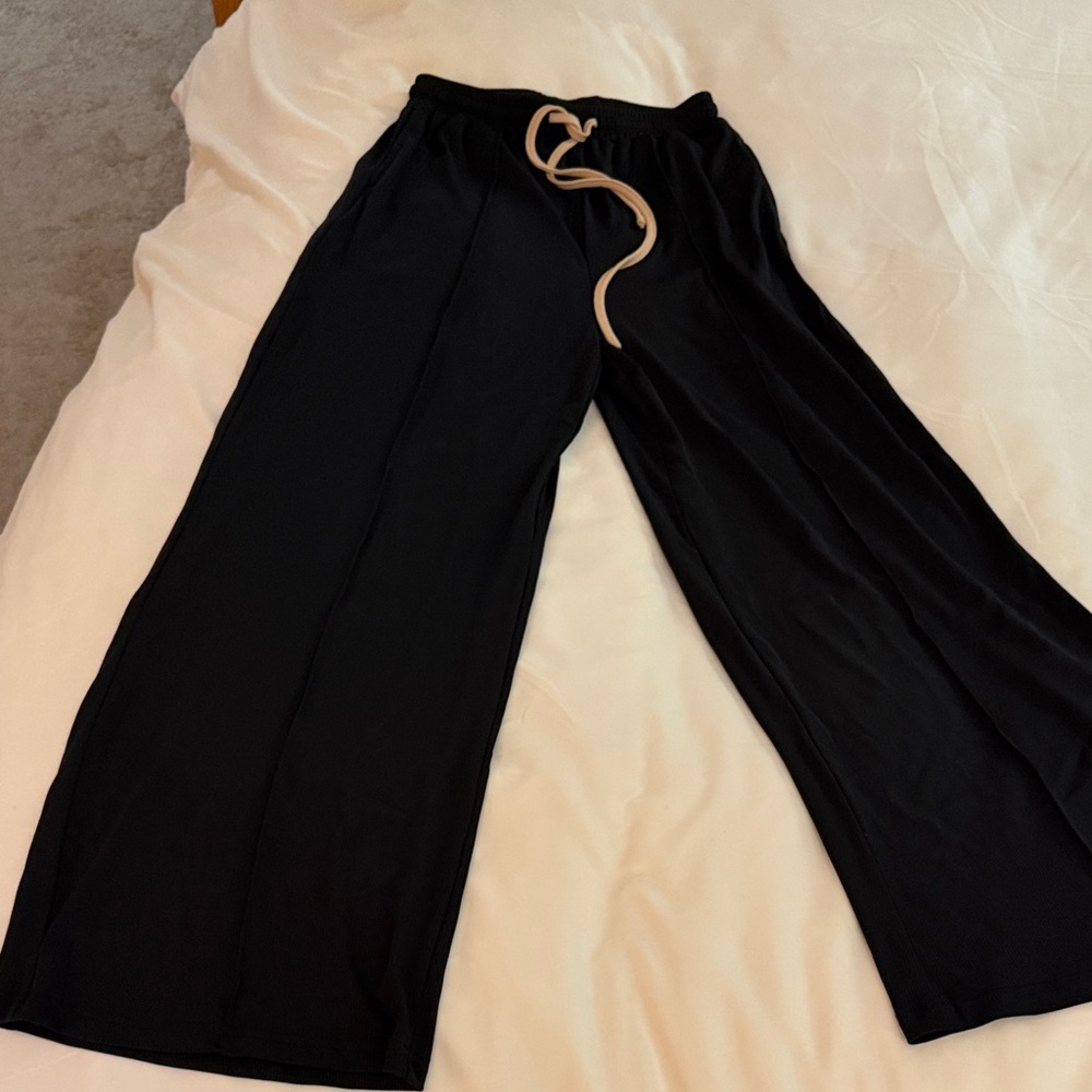 Cider Black Pants with Tan Drawstring